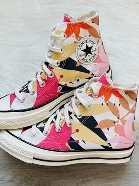 Converse High Top Sneakers in Pink, Red, Yellow & Black Graphic